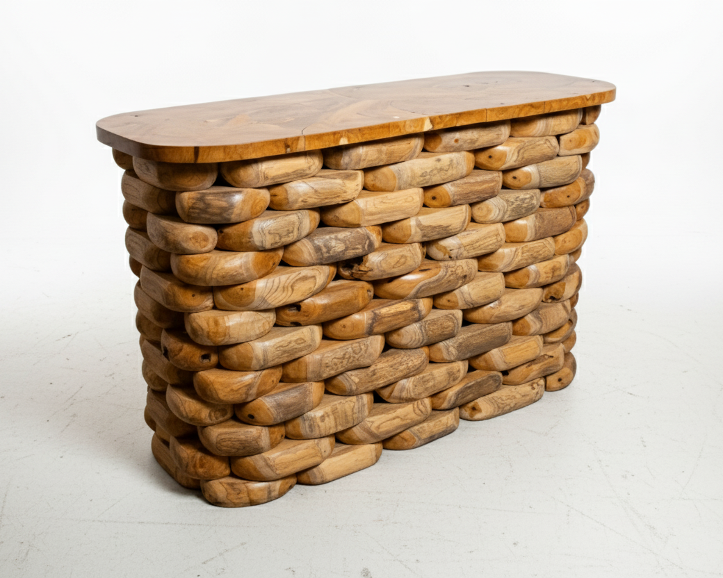 Teak Pebble-Stack Table