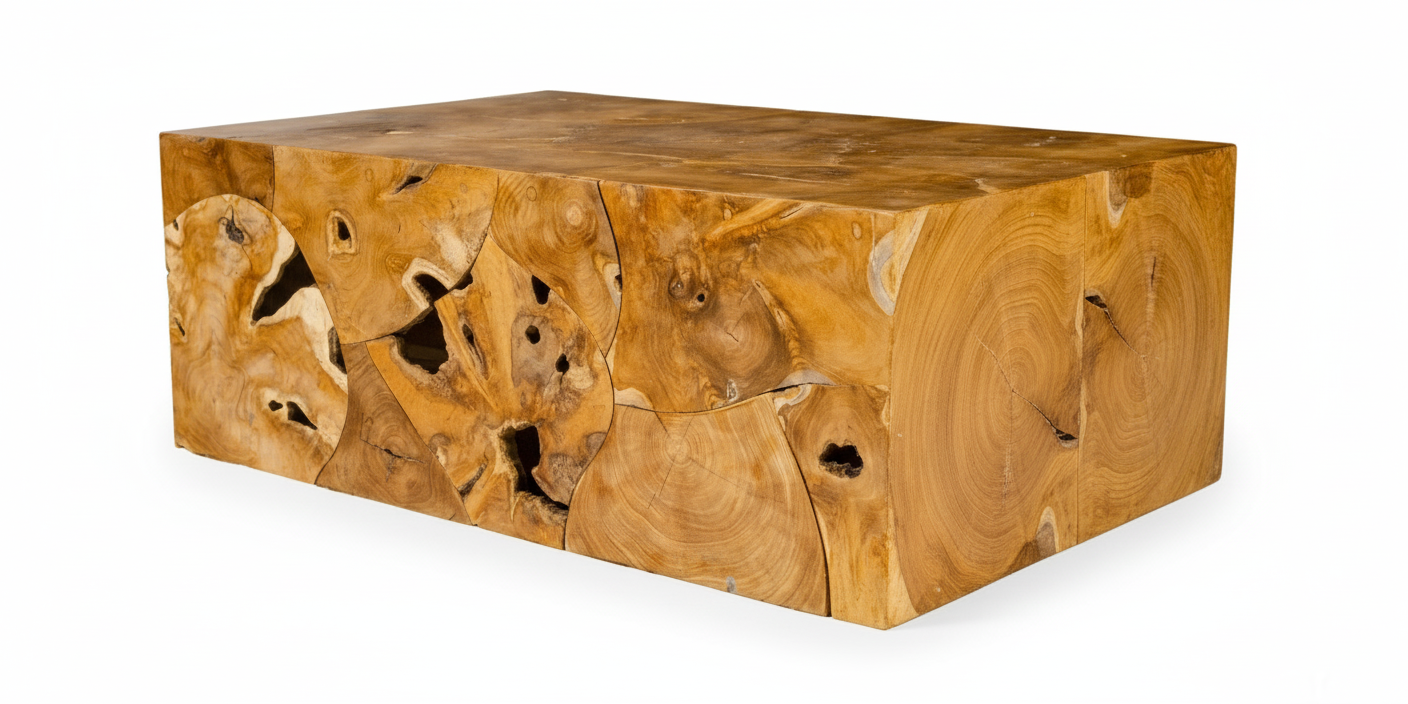 Rustic Teak Root Block Table