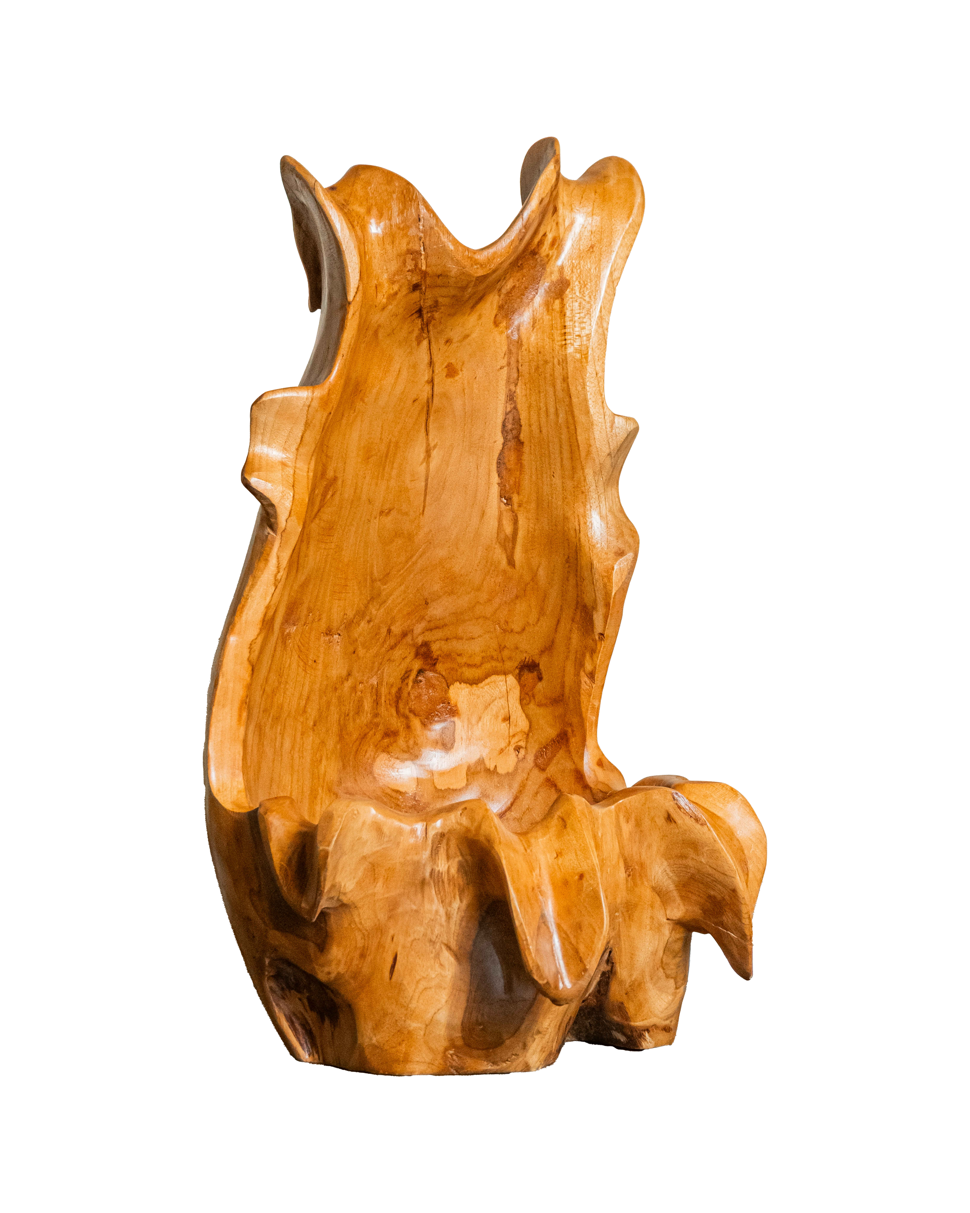 Teak Root Sculpted Throne Vase