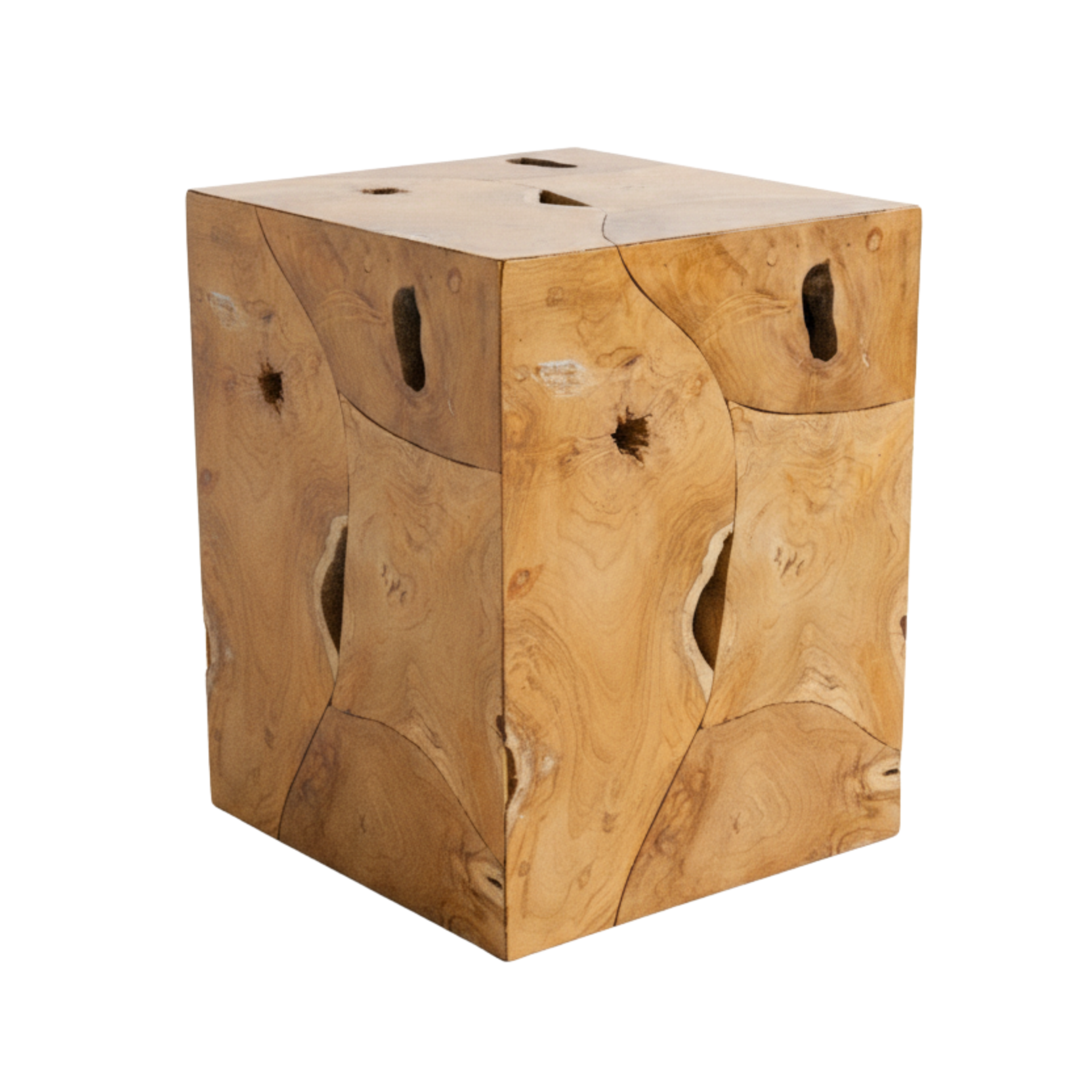 Rustic Teak Root Block Stool
