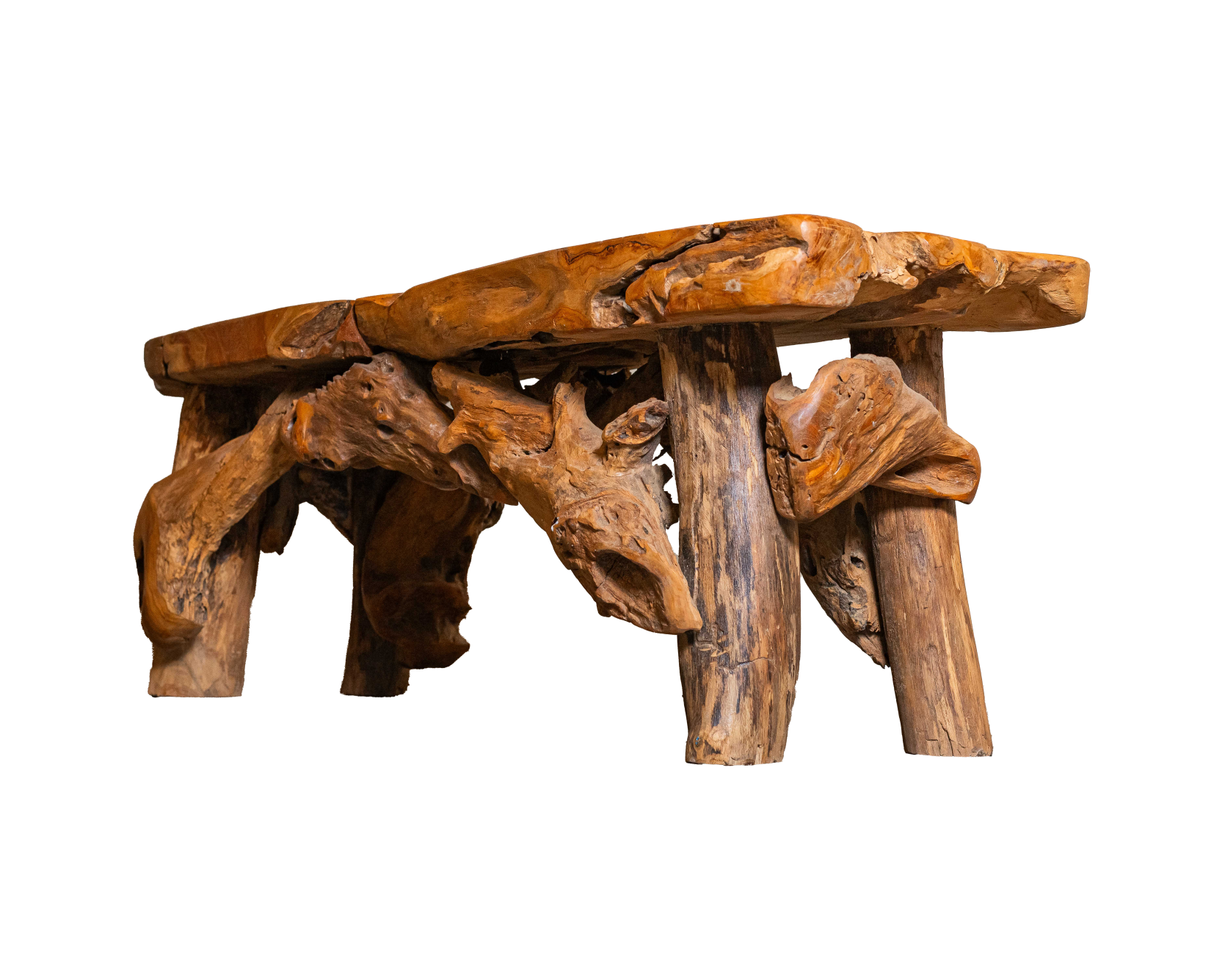 Rustic Teak Root Bench