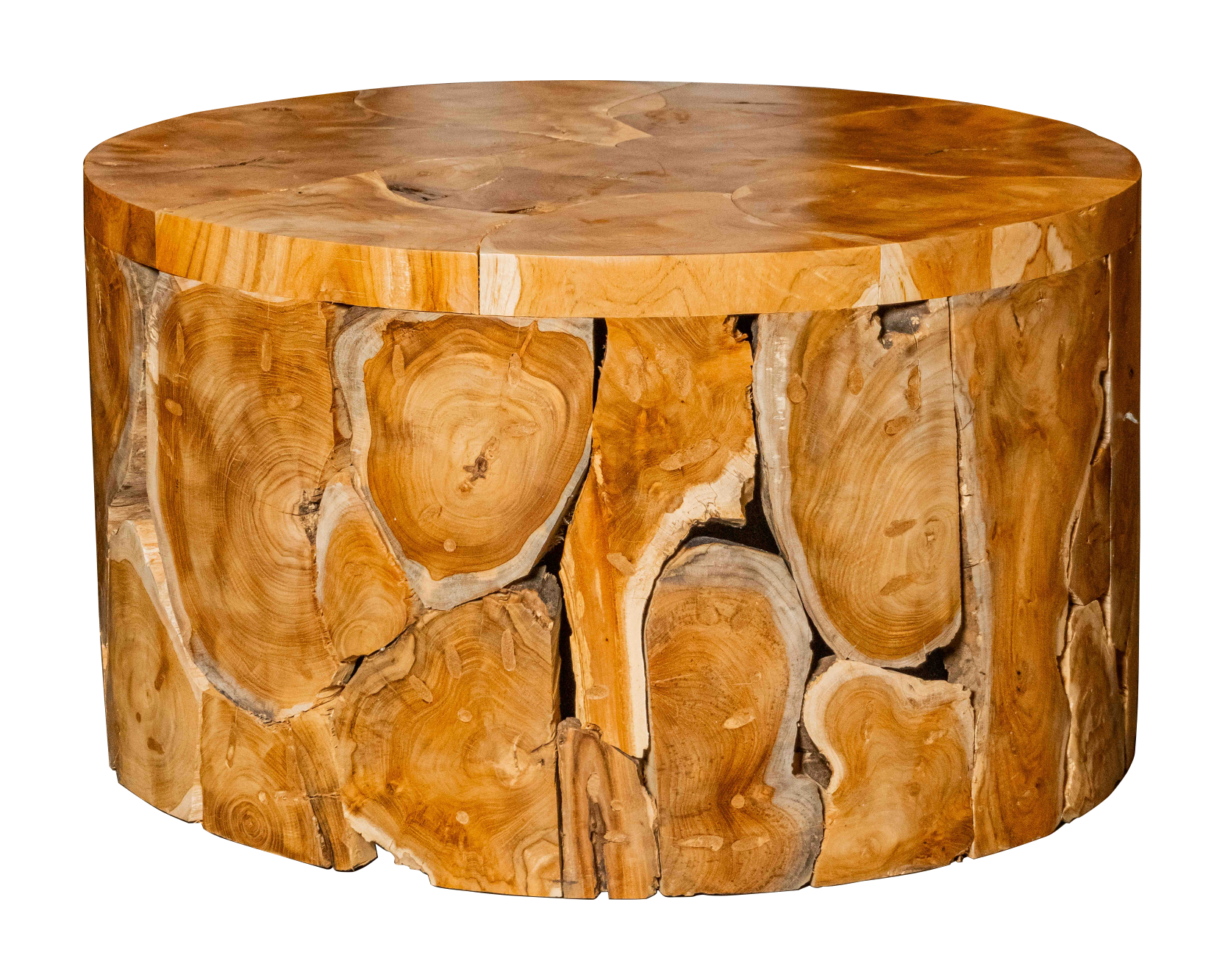Rustic Teak Root Drum Table