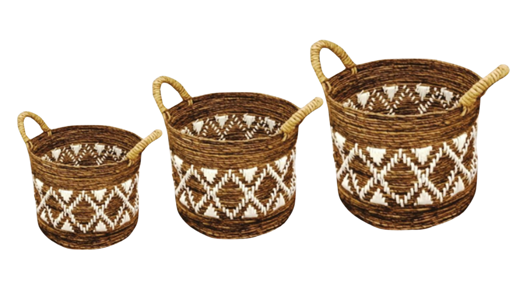 Banana Bark Round Basket Macrame (Set of 3)