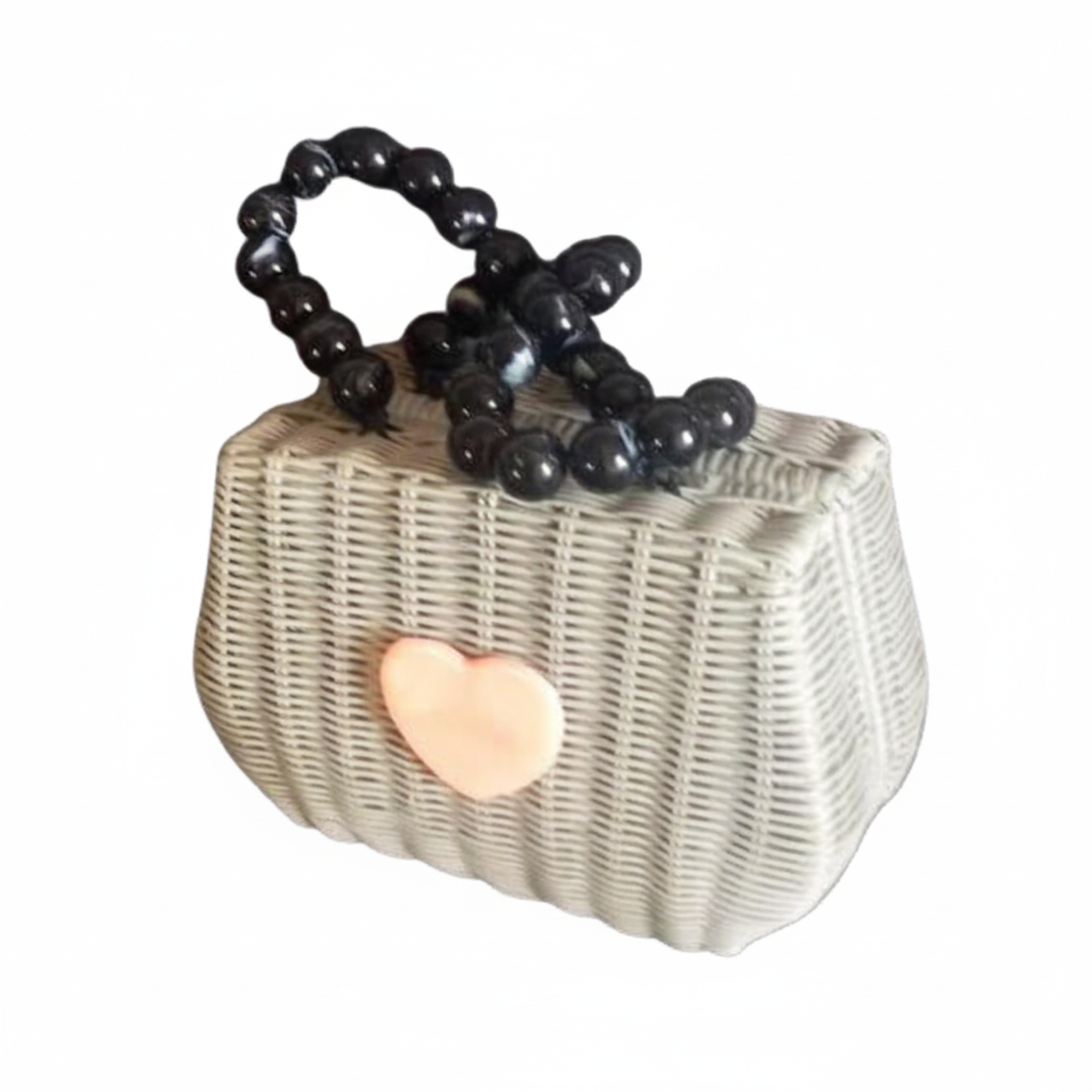 Rattan Mini Bag with Wooden Bead Handle