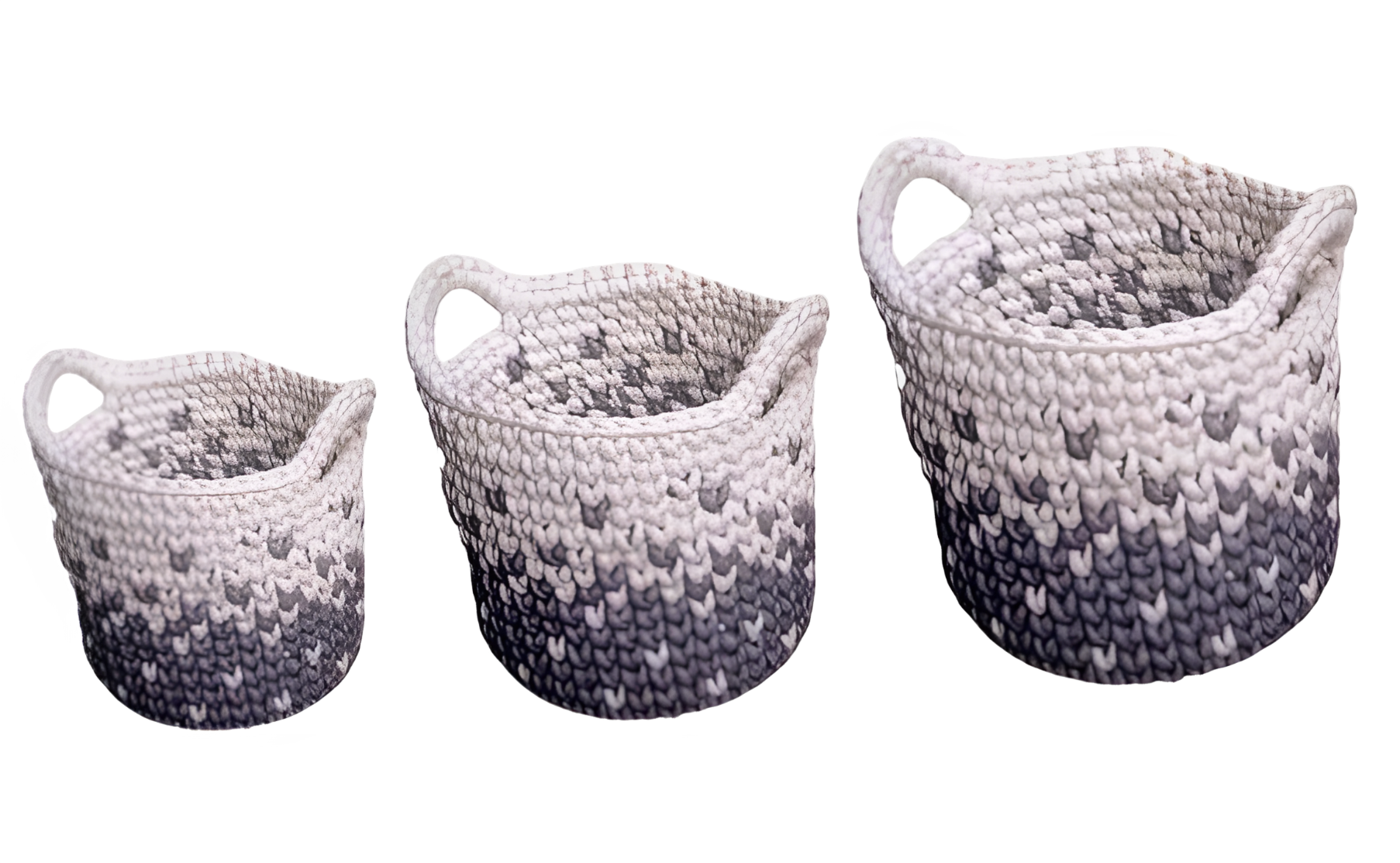 Cotton Rope Basket White Grey (Set of 3)